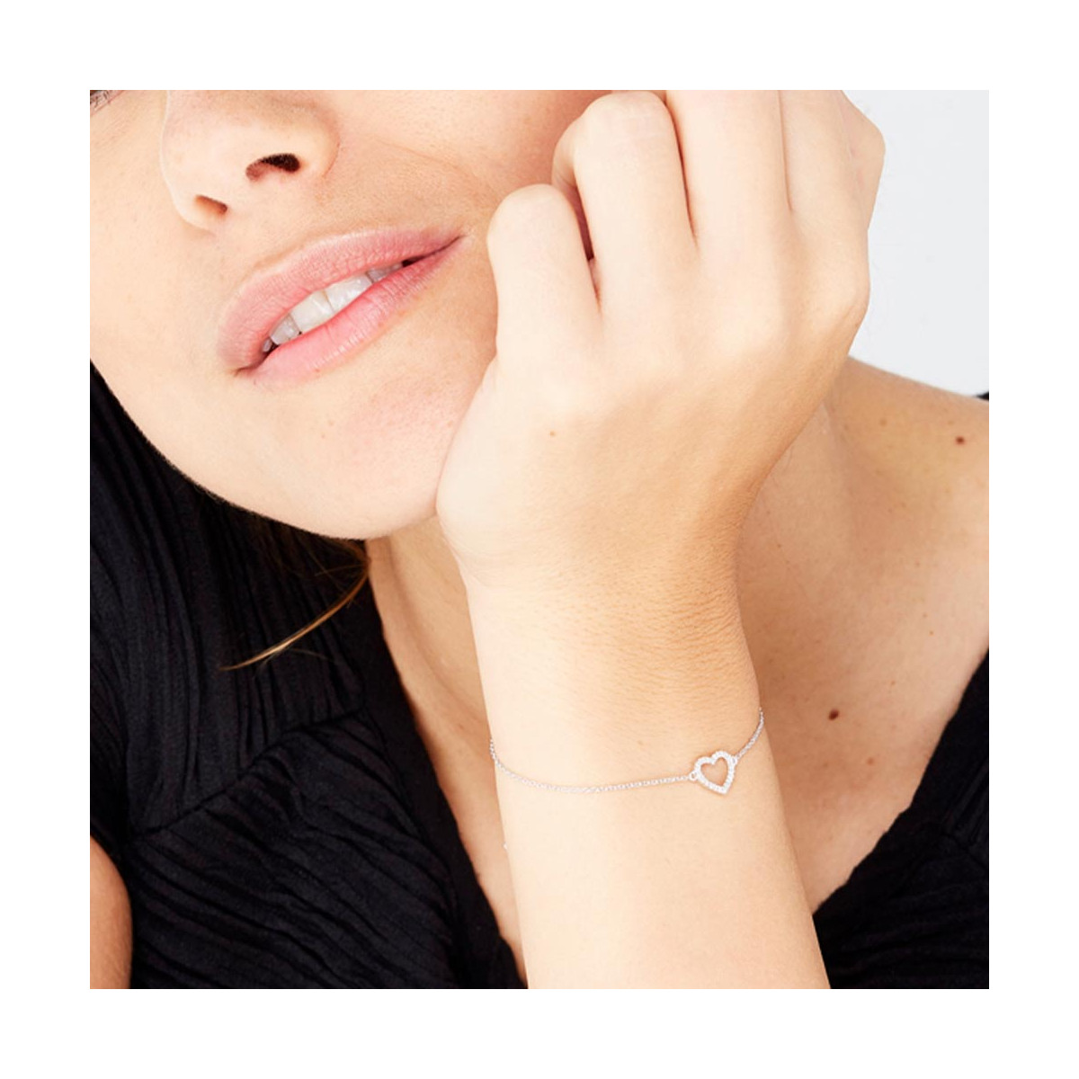 Bracelet Or Blanc et Diamant Bracelet Cœur Or Blanc et Diamant