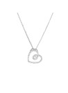 Pendentif Or Blanc et Diamants 0,15 carat "MY SWEET LOVE" + chaîne argent offerte