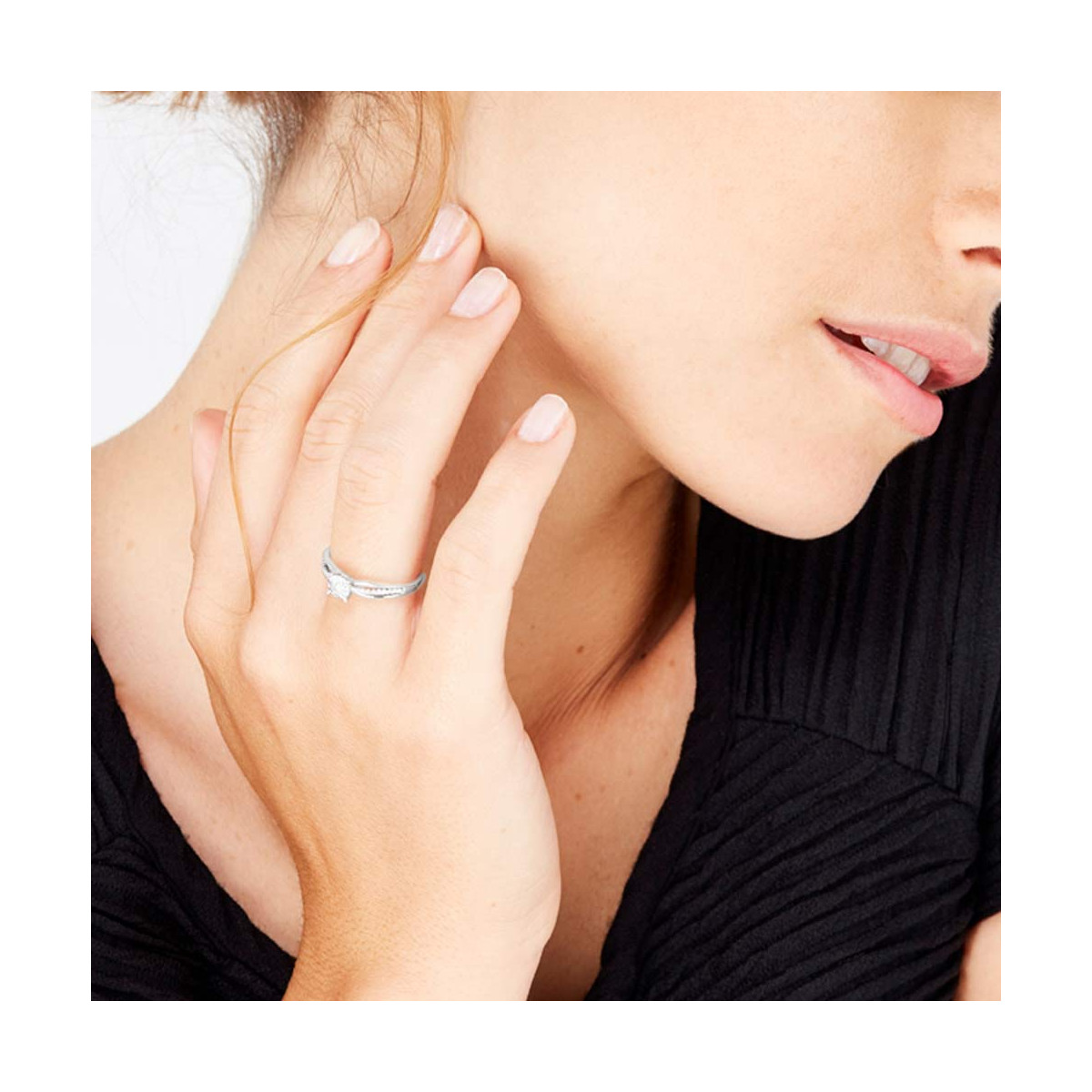 Bague "La Promise" Or blanc et Diamants Bague " Edith" Or blanc et Diamant