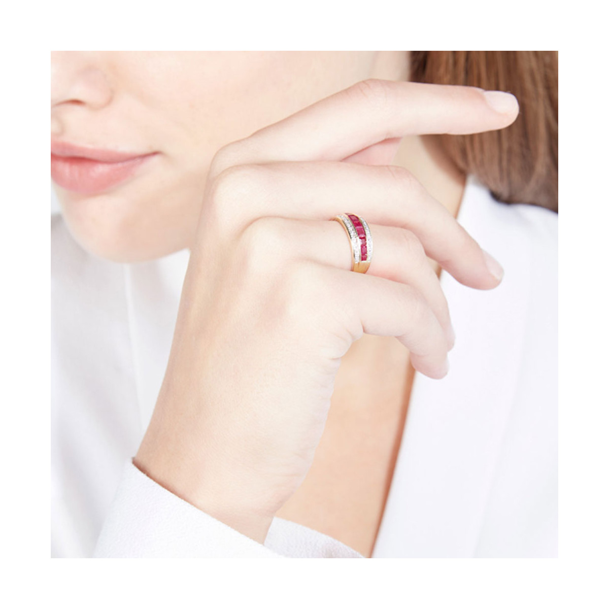 Bague "Astrée" Or jaune et Rubis