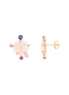 Boucles d'oreilles Or Jaune Diamant et Pierre précieuses