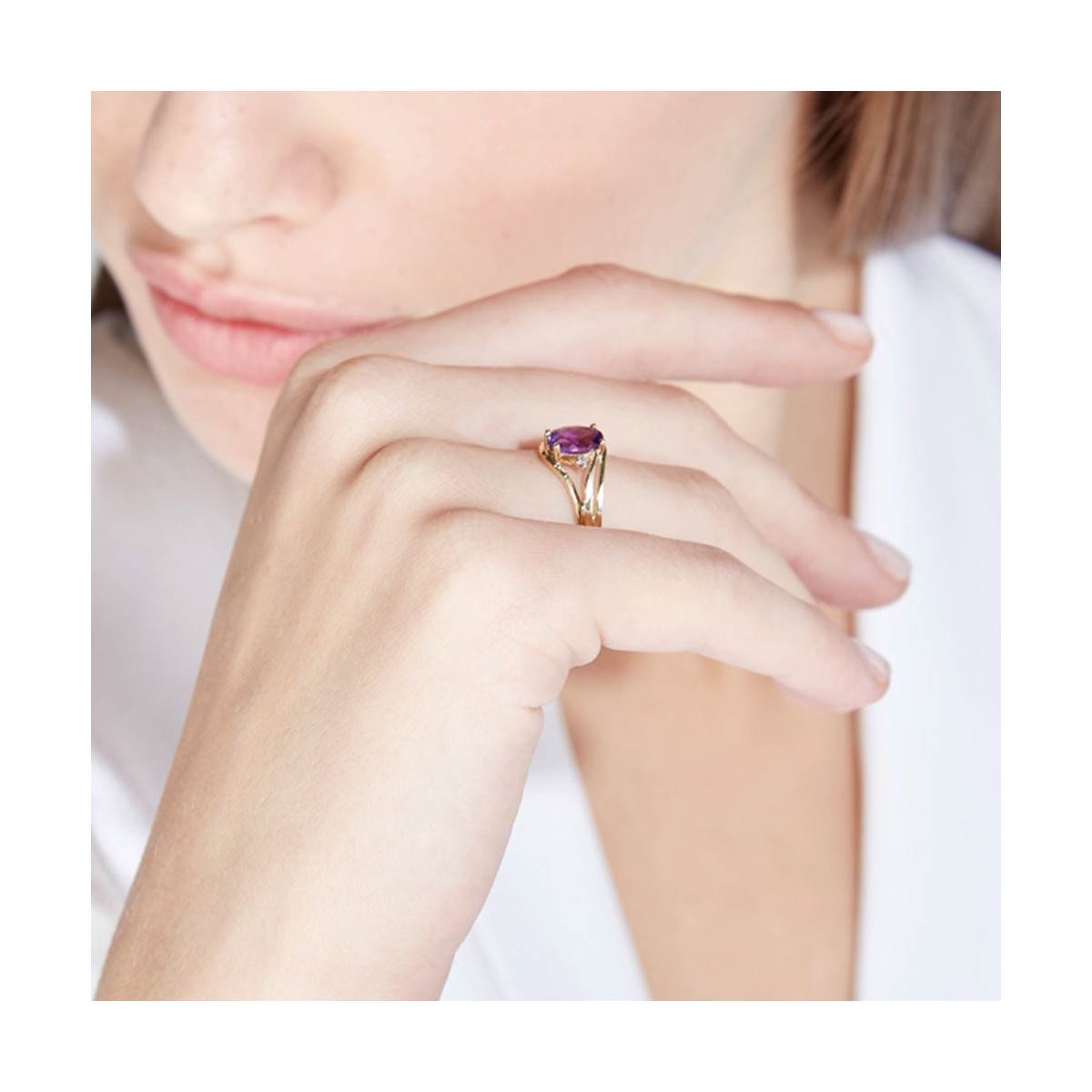 Bague "Manaus Améthyste" Or jaune et Diamants Bague "Héva" Or jaune et Améthyste