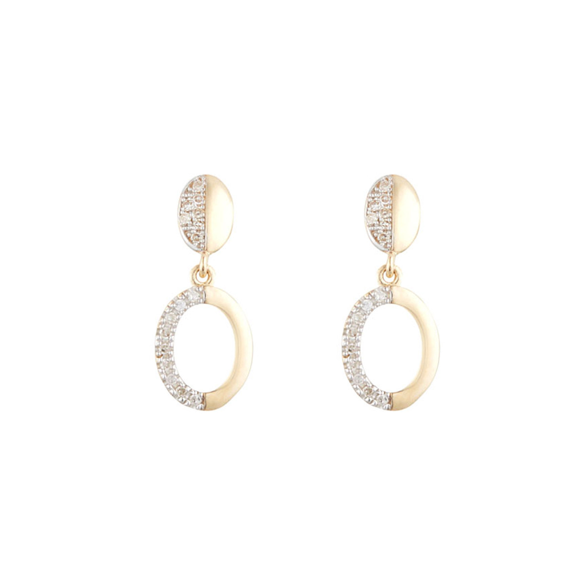 Boucles d'oreille Or Jaune 375 et 32 diamants Boucles d'oreilles Or Jaune 375 et Diamants