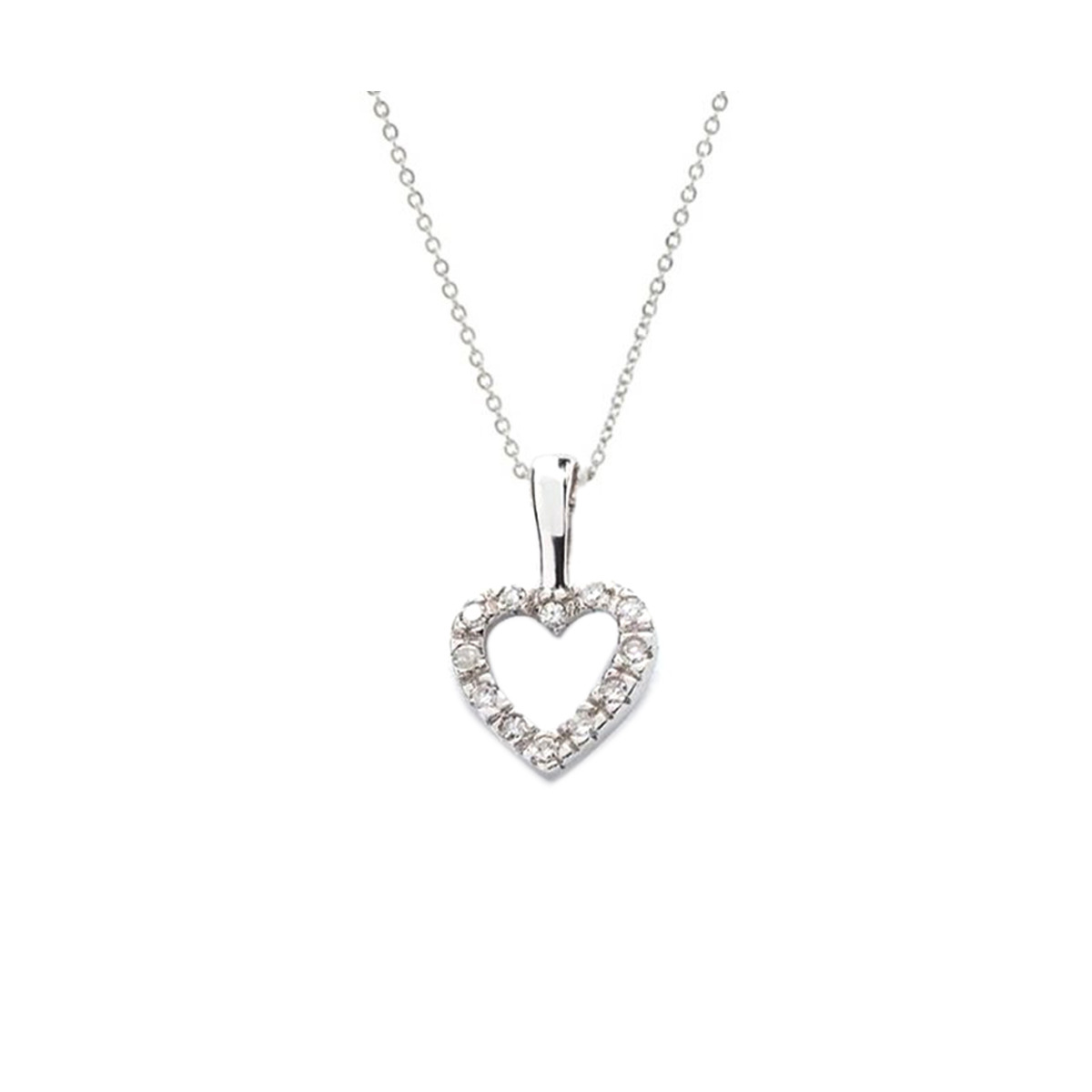Pendentif Cœur Or Blanc et Diamant Pendentif "Mon Amoureux" Or blanc et Diamant
