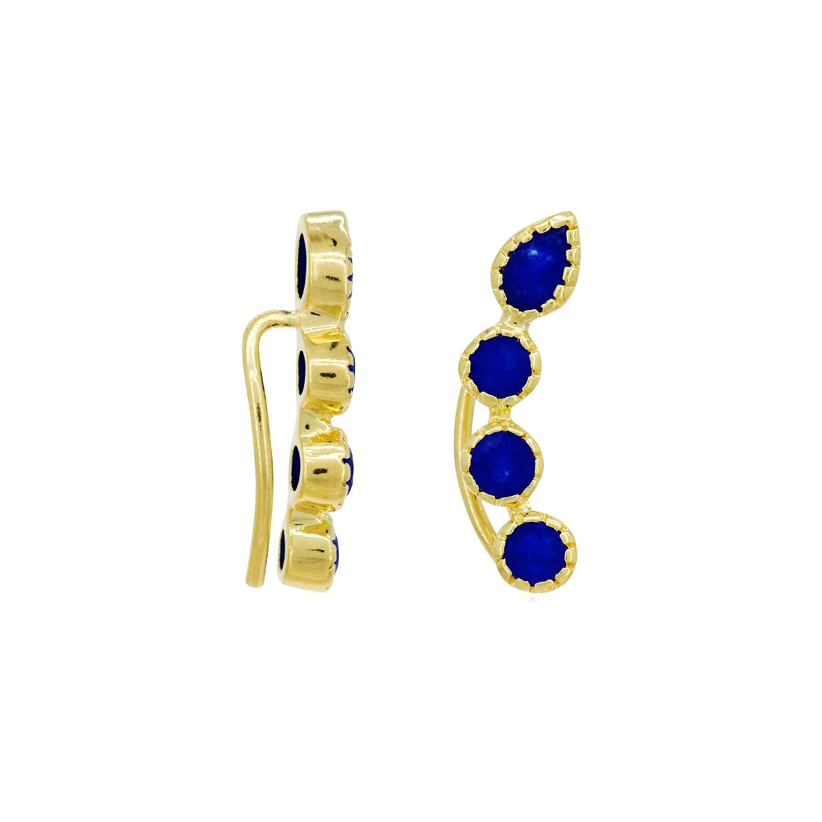 Boucles d'Oreilles "Tempsara" Jade bleu Laiton doré