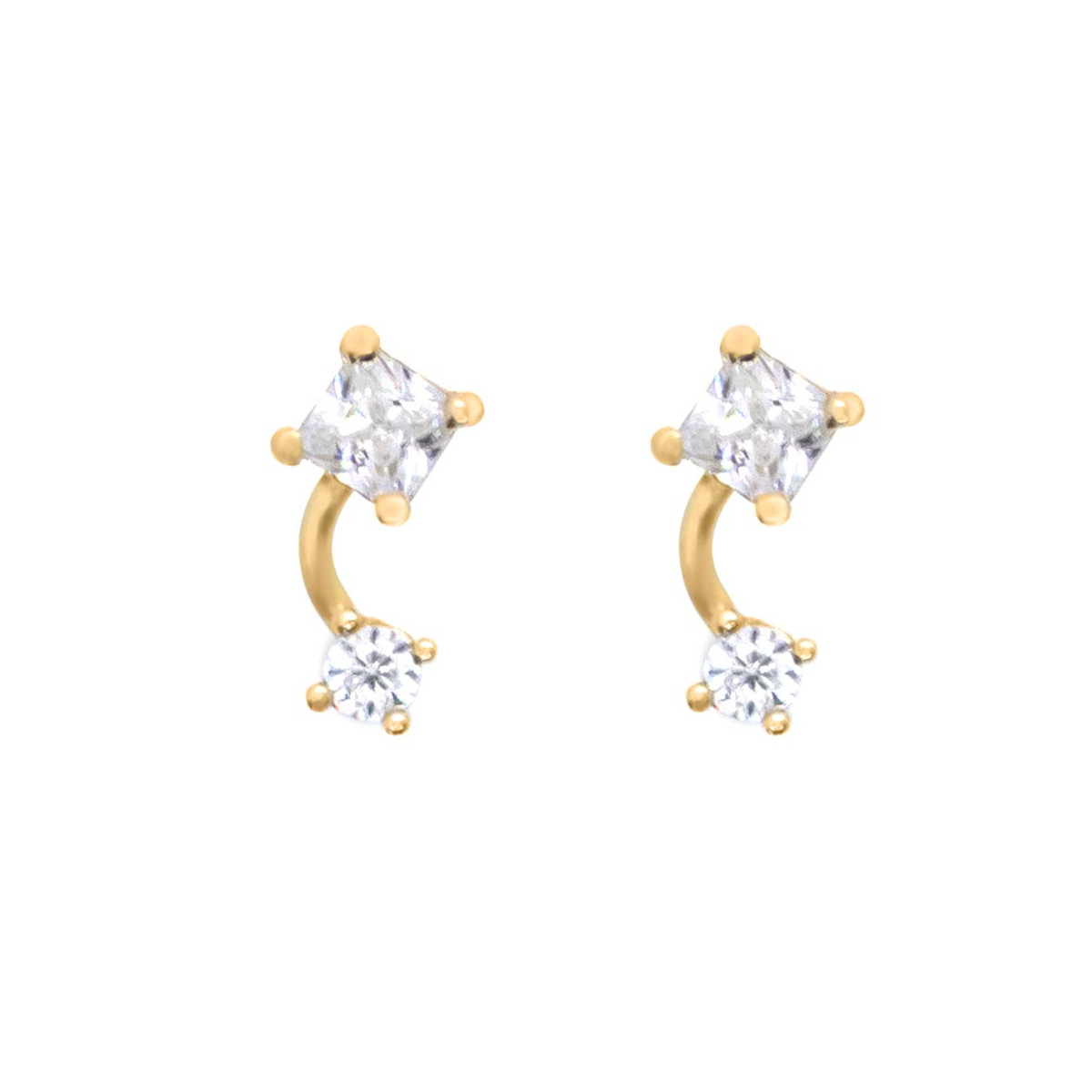 Boucles d'oreilles Or Jaune 375/1000 et Zirconium Boucles d'oreilles "Embrumé" Or jaune