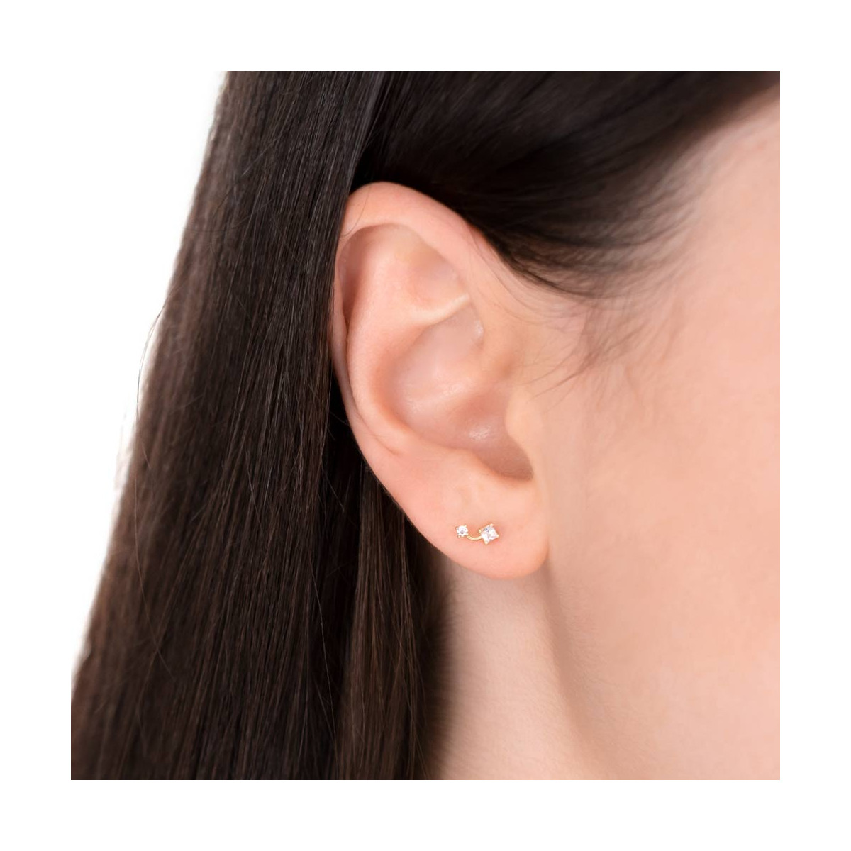 Boucles d'oreilles Or Jaune 375/1000 et Zirconium Boucles d'oreilles "Embrumé" Or jaune