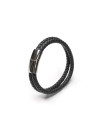 Bracelet Homme double tour cuir noir "HOOKS"
