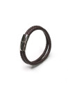 Bracelet Homme double tour cuir marron "HOOKS"