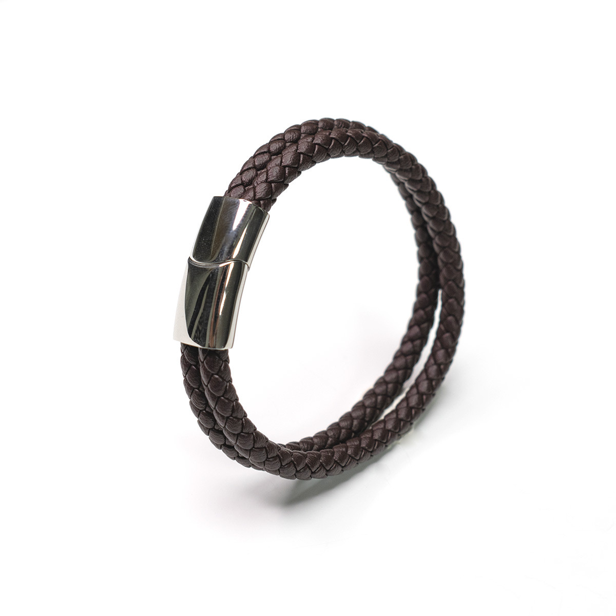 Bracelet Homme double cordon en cuir marron "Ventar" Taille L