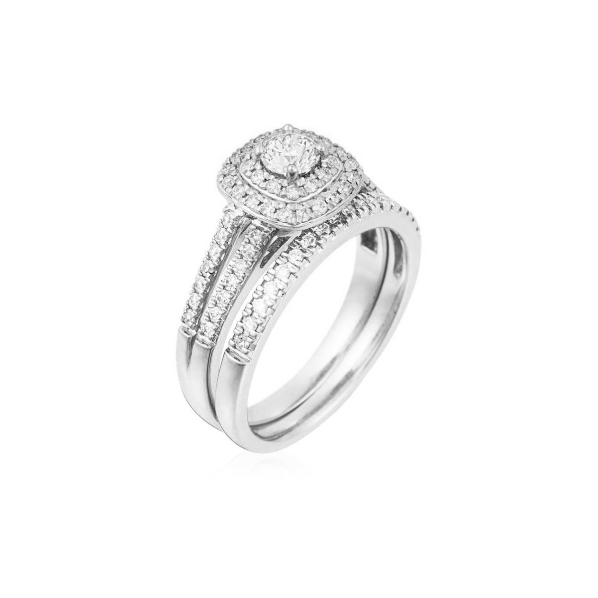 Bague "Duo de Bagues Carré Passion Bague "Beauté" Or blanc et Diamant