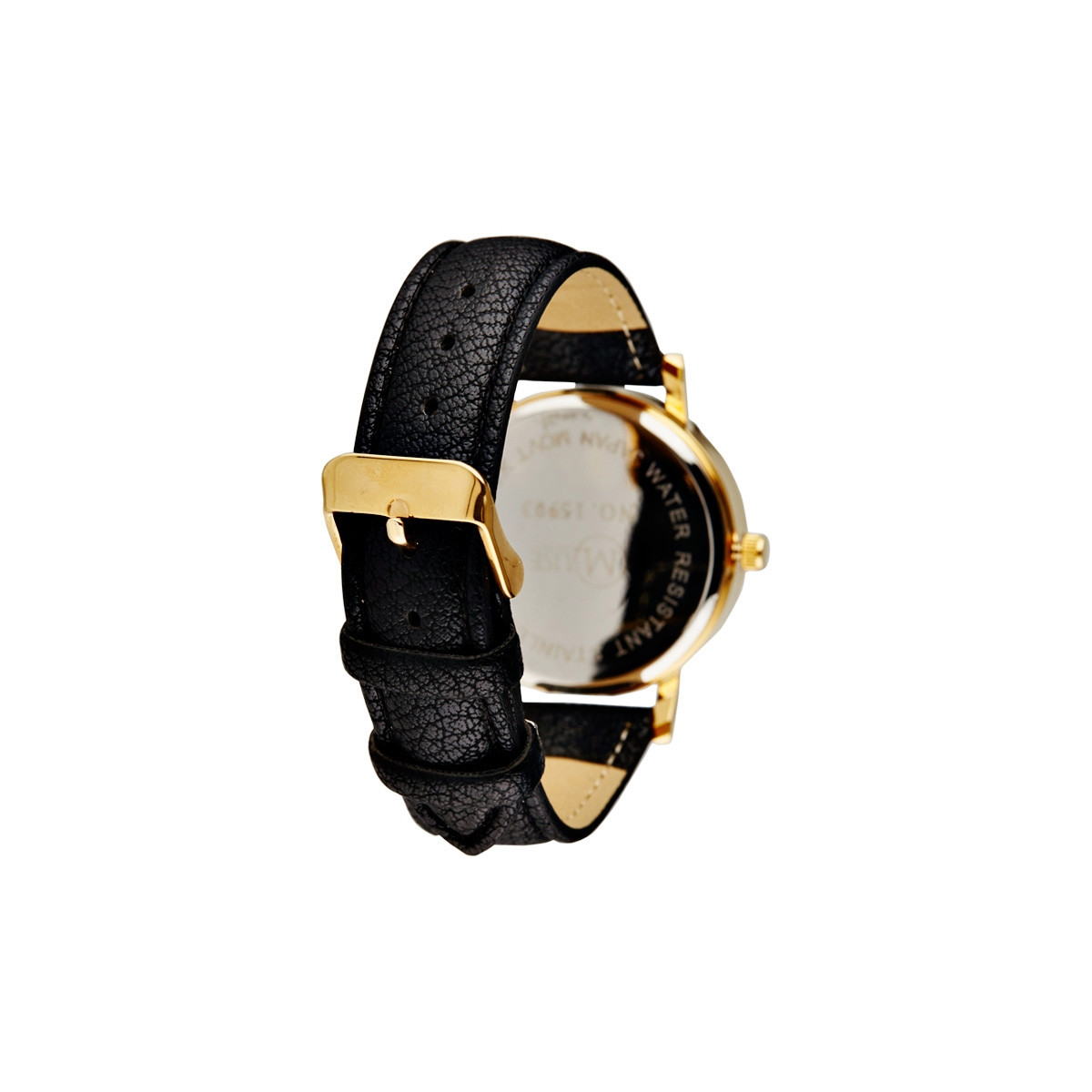 Muse - Montre Femme doré, grand motif multicolore "Manille" - bracelet noir