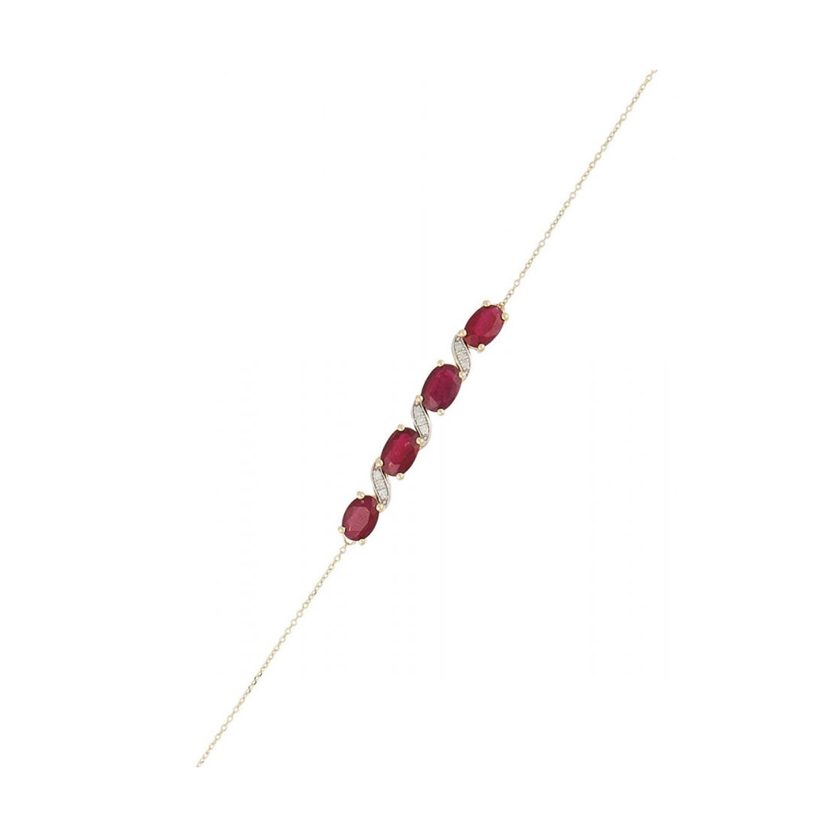 Bracelet Or Jaune Rubis 2,72 carats et de 9 diamants HP1 0,050 carat. Bracelet Or Jaune Diamant et Rubis