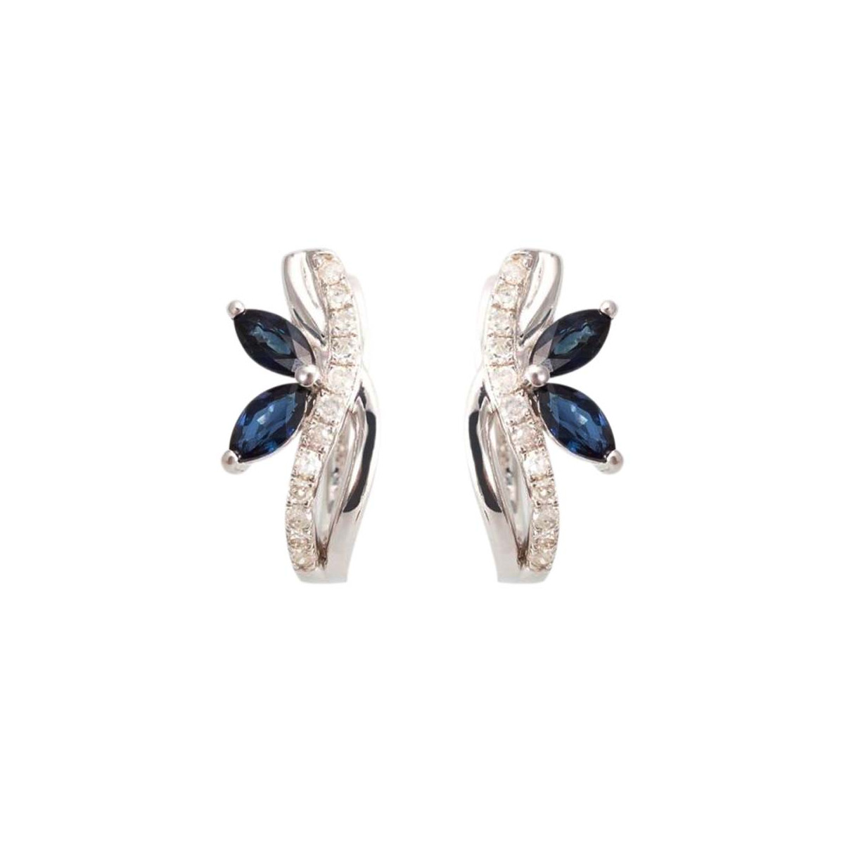 Boucles d'oreilles Or Blanc Diamant et Saphir Boucles d'oreilles Or Blanc Diamant et Saphir