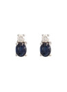 Boucles d'oreilles oursons en or blanc 9k, serties de 2 saphirs 0,5 carat et 2 solitaires 0,08 carat