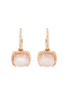 Boucles d'oreilles Or Rose Diamant et Quartz Rose