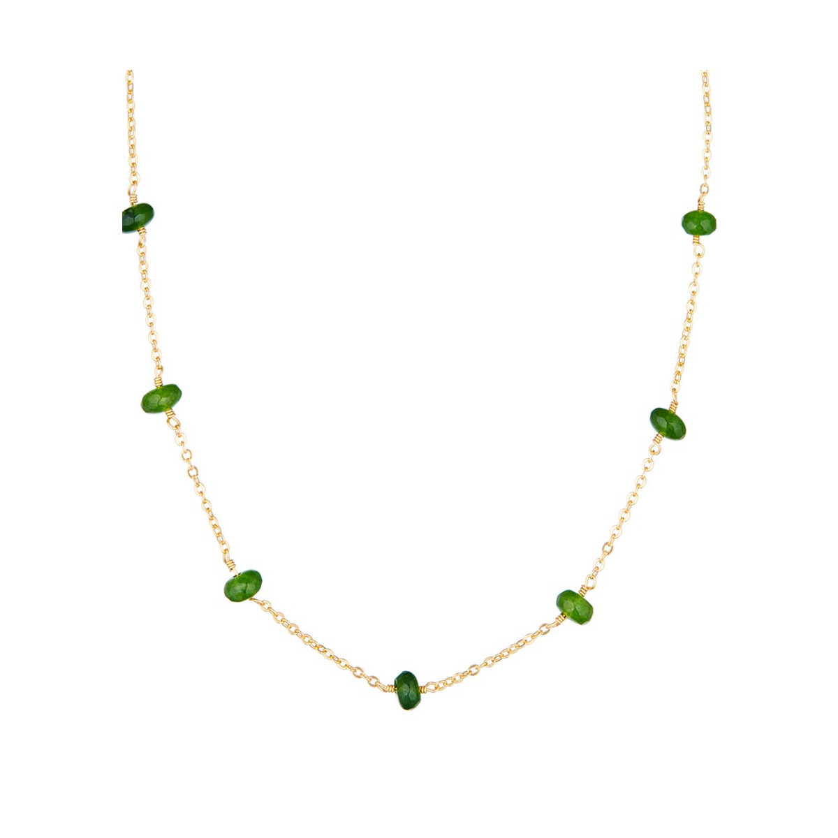 Collier doré orné de jade verte Collier "Millenium" Jade vert Laiton doré