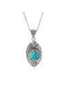 Pendentif argent massif et turquoise forgé