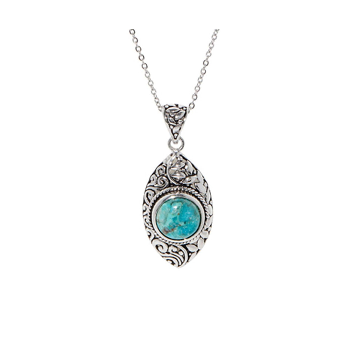 Pendentif argent massif et turquoise forgé Pendentif "Tabaco" Turquoise 4ct et Argent Massif 925/1000