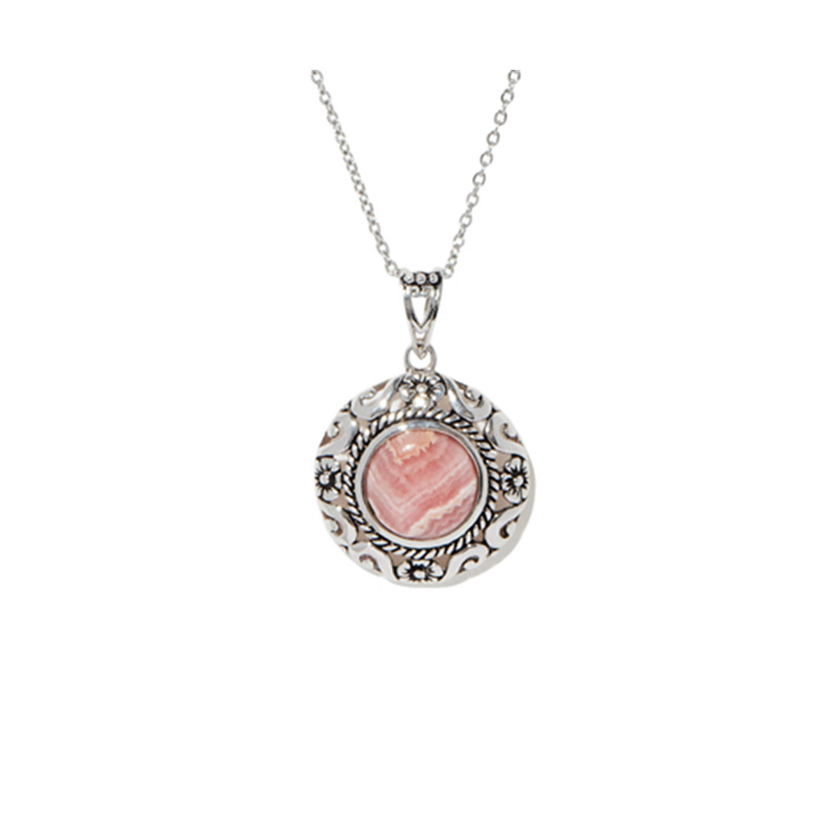 Pendentif argent massif et pierre naturelle Pendentif "Ocote" Rhodochrosite 5,80ct et Argent Massif 925/1000