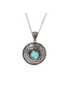 Pendentif argent massif turquoise forgé