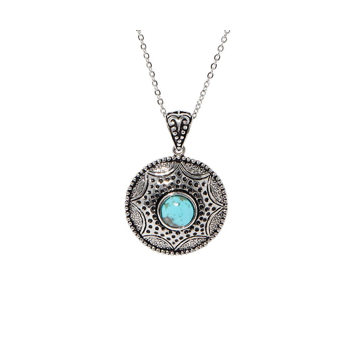 Pendentif argent massif turquoise forgé Pendentif "Tilico" Turquoise 1,50ct et Argent Massif 925/1000