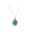 Collier argent massif  turquoise forgé en argent avec détails torsadés