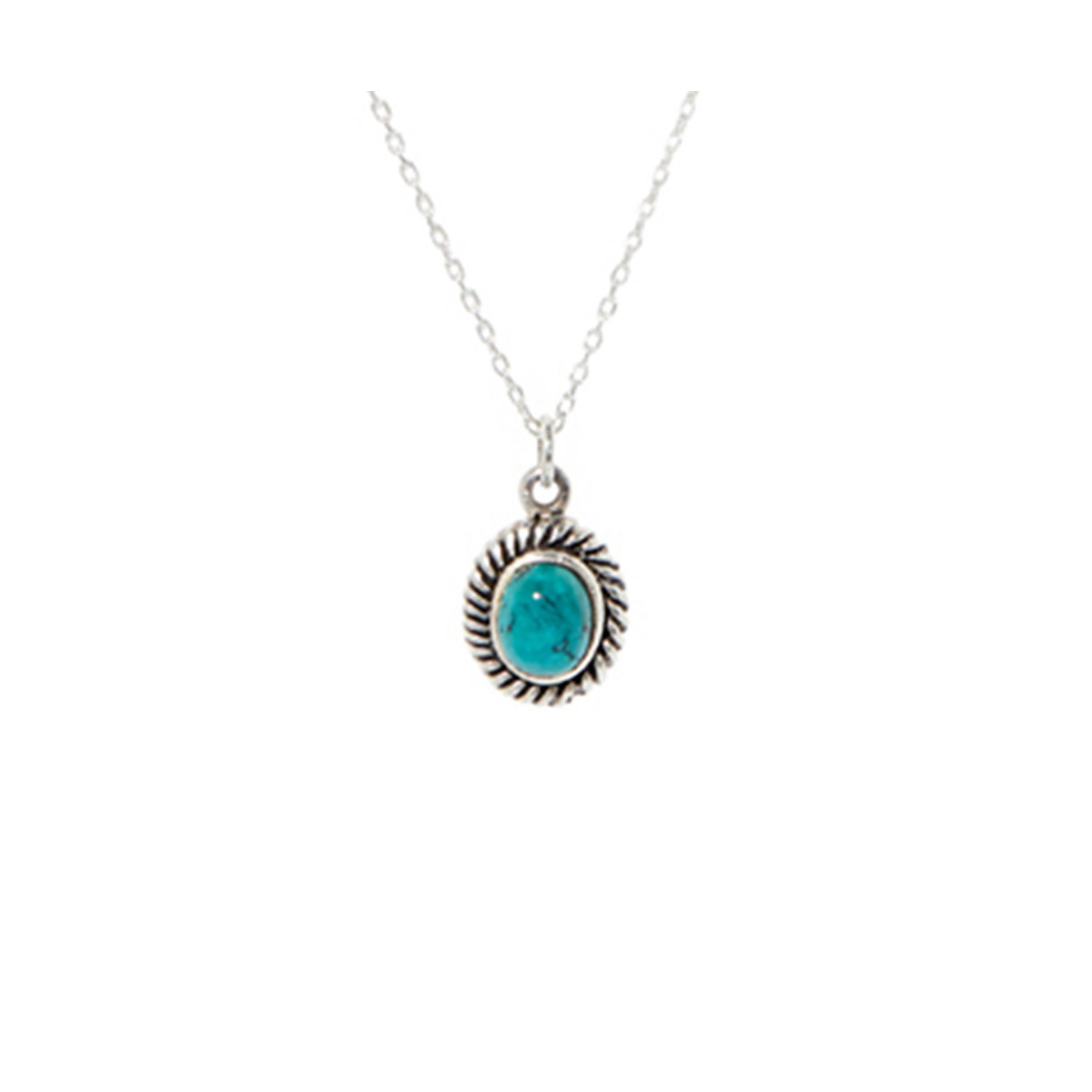 Collier argent massif turquoise forgé en argent avec détails torsadés Collier "Pimienta" Turquoise 0,15ct et Argent Massif 925/1000