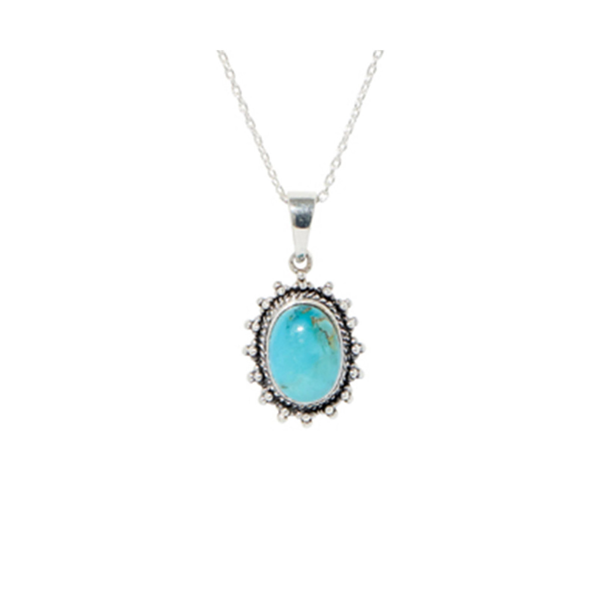 Collier argent massif et pierre naturelle Collier "PataDeVaca" Turquoise 0,49ct et Argent Massif 925/1000