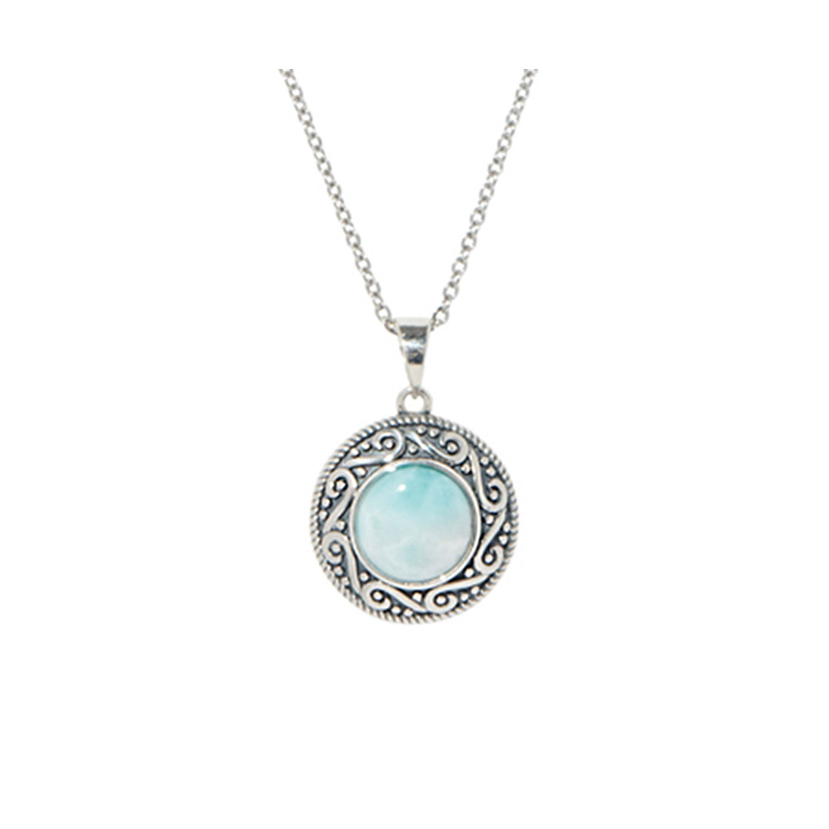 Pendentif argent massif et pierre naturelle Pendentif "Canelón" Larimar 2,53 ct et Argent Massif 925/1000