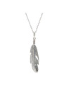 Pendentif argent massif plume avec détails ciselés