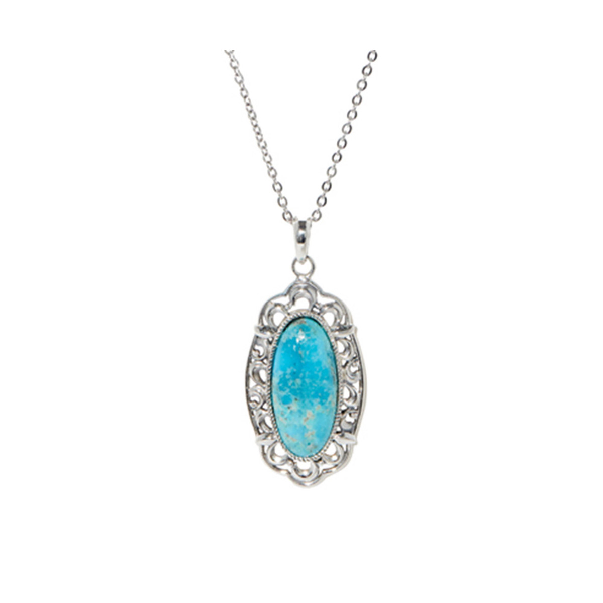 Pendentif argent massif et pierre turquoise Pendentif "Guarumo" Turquoise 7,57ct et Argent Massif 925/1000