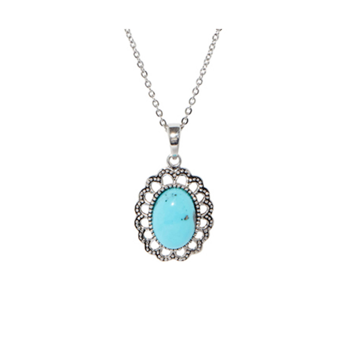 Pendentif argent massif et pierre naturelle Pendentif "Menta" Turquoise 4ct et Argent Massif 925/1000