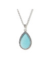 Pendentif argent massif goutte d'eau serti d'une pierre de larimar