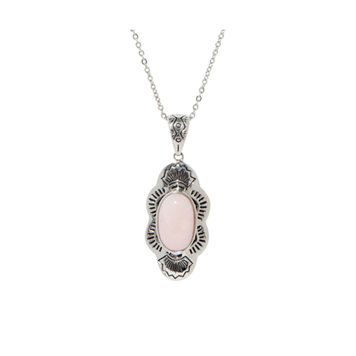 Pendentif argent massif et pierre naturelle Pendentif "Pipa" Opale rose 3,6ct et Argent Massif 925/1000