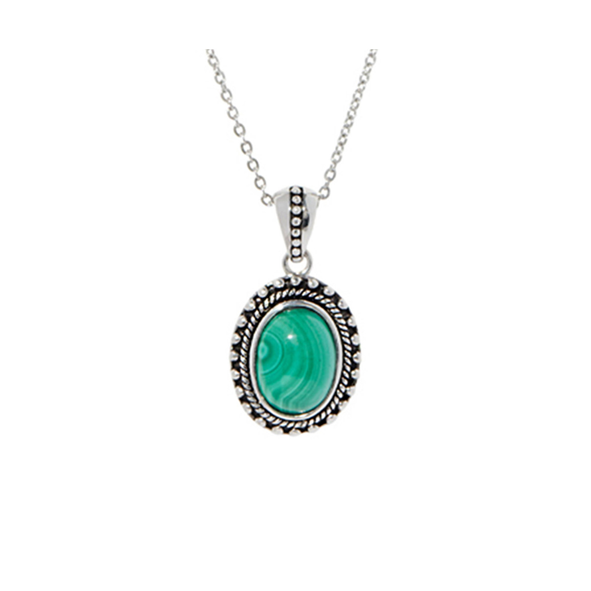 Pendentif argent massif et pierre naturelle Pendentif "Zapallo" Malachite 6,30ct et Argent Massif 925/1000