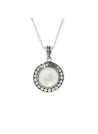 Pendentif argent massif et pierre naturelle nacre blanche