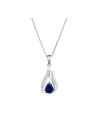 Pendentif Or Blanc 5 Diamants et Saphir 1,02 carats