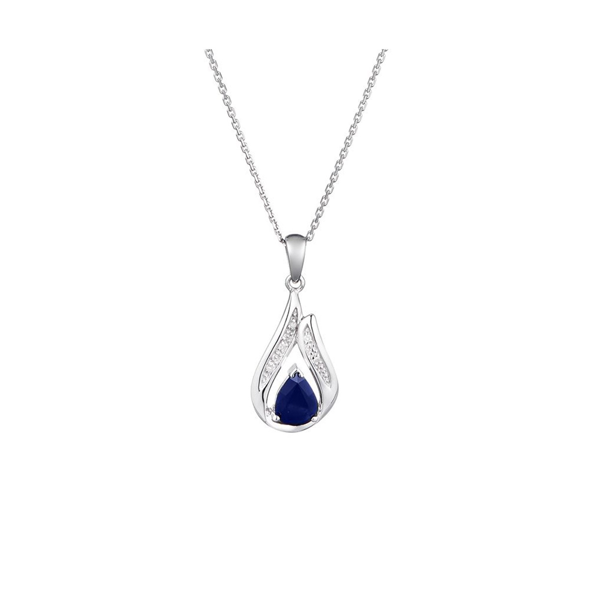 Pendentif "Isolde" Or blanc et Saphir
