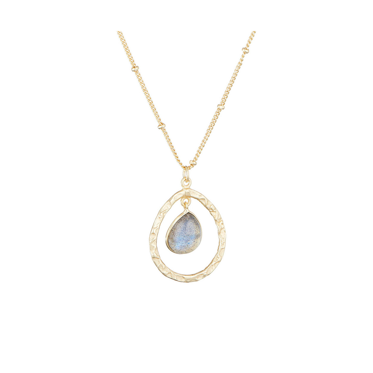 Collier "Nébula" Labradorite Grise Laiton doré