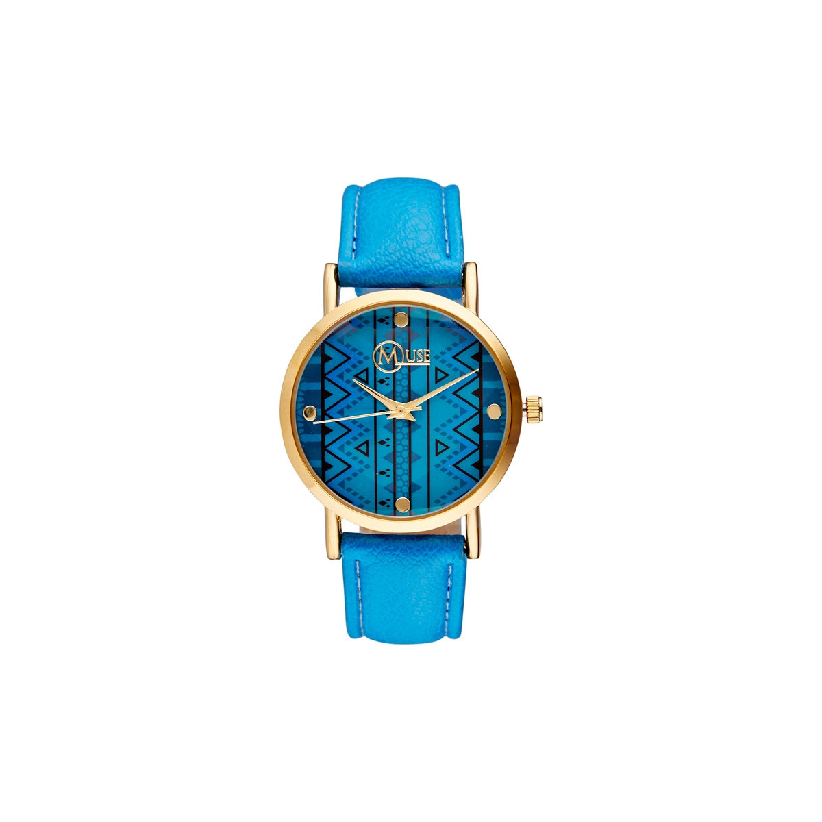 Muse - Montre Femme doré "Manille" - cadran bleu noir bracelet bleu