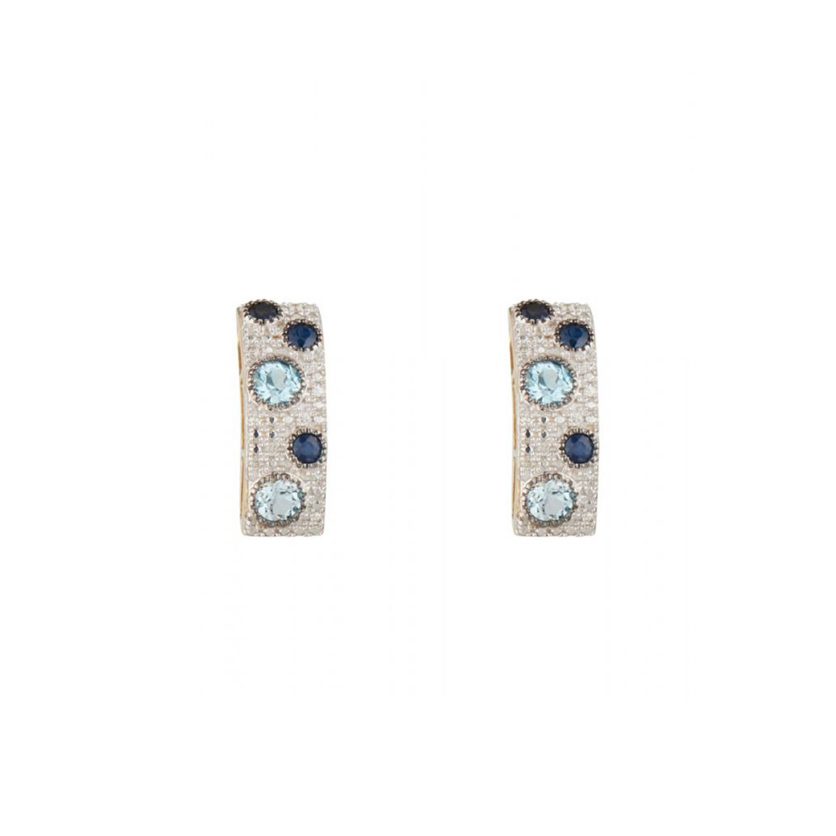 Boucles d'oreilles Or Jaune Diamant et Pierre Précieuse Boucles d'oreilles "Eloisa" Or jaune et Multipierres