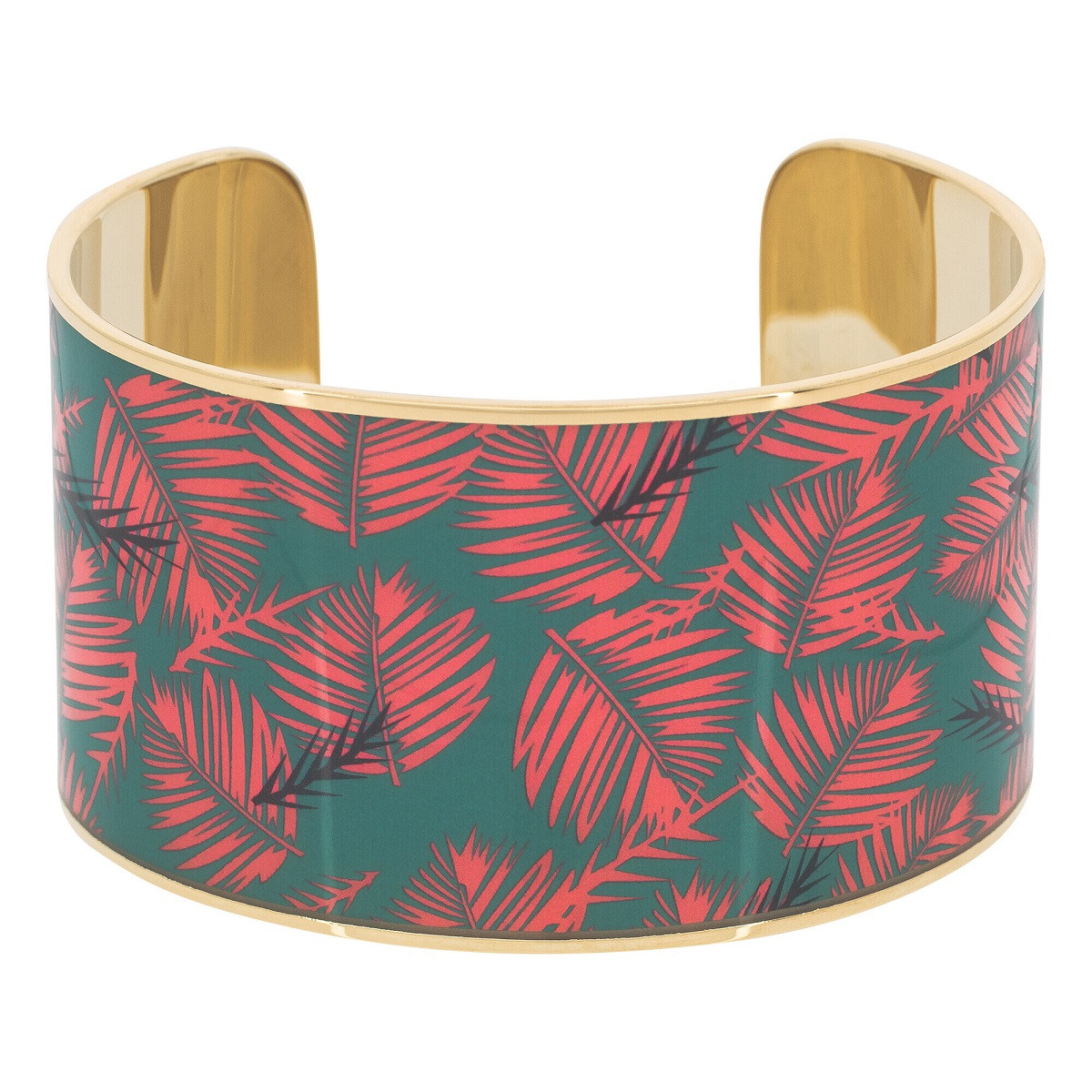 Bracelet Manchette PROSAEA émail vert finition dorée