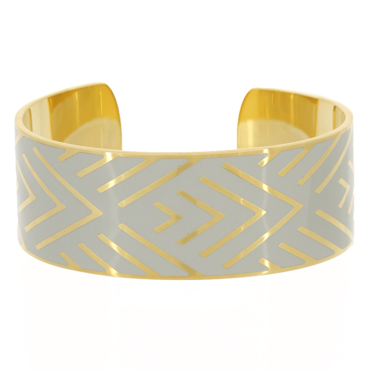 Bracelet Manchette HARMONIEA émail gris finition dorée