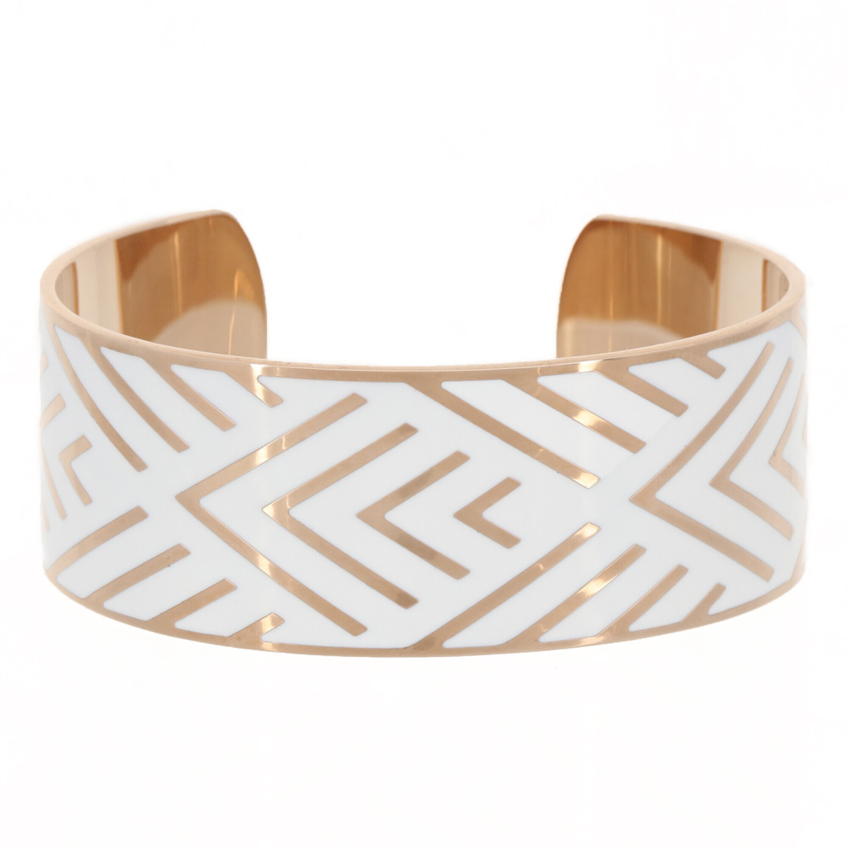 Bracelet Manchette HARMONIEA émail blanc finition rosée