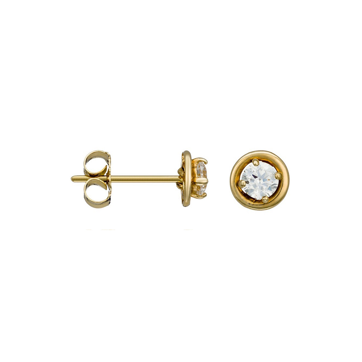 Boucles d'oreilles or jaune et oxydes de zirconium "Precious" Boucles d'oreilles "Visionnaire" Or jaune