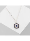 Pendentif Or Blanc Diamant et Saphir