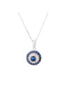 Pendentif Or Blanc Diamant et Saphir