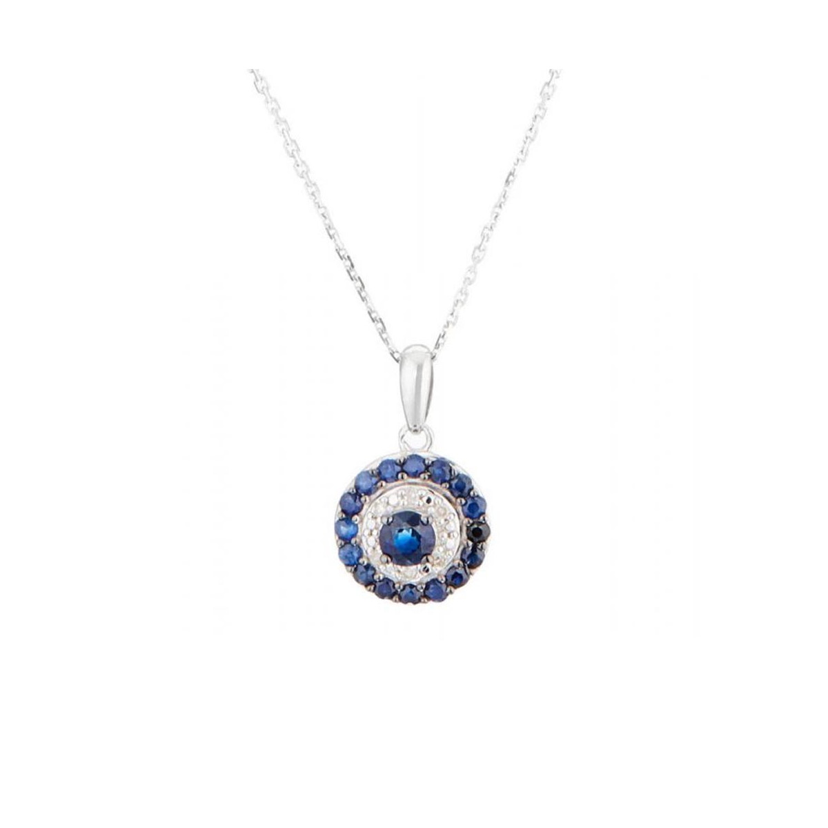 Pendentif Or Blanc Diamant et Saphir Pendentif " Clothilde" Or blanc et Saphir