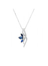 Pendentif Or Blanc Diamant et Saphir